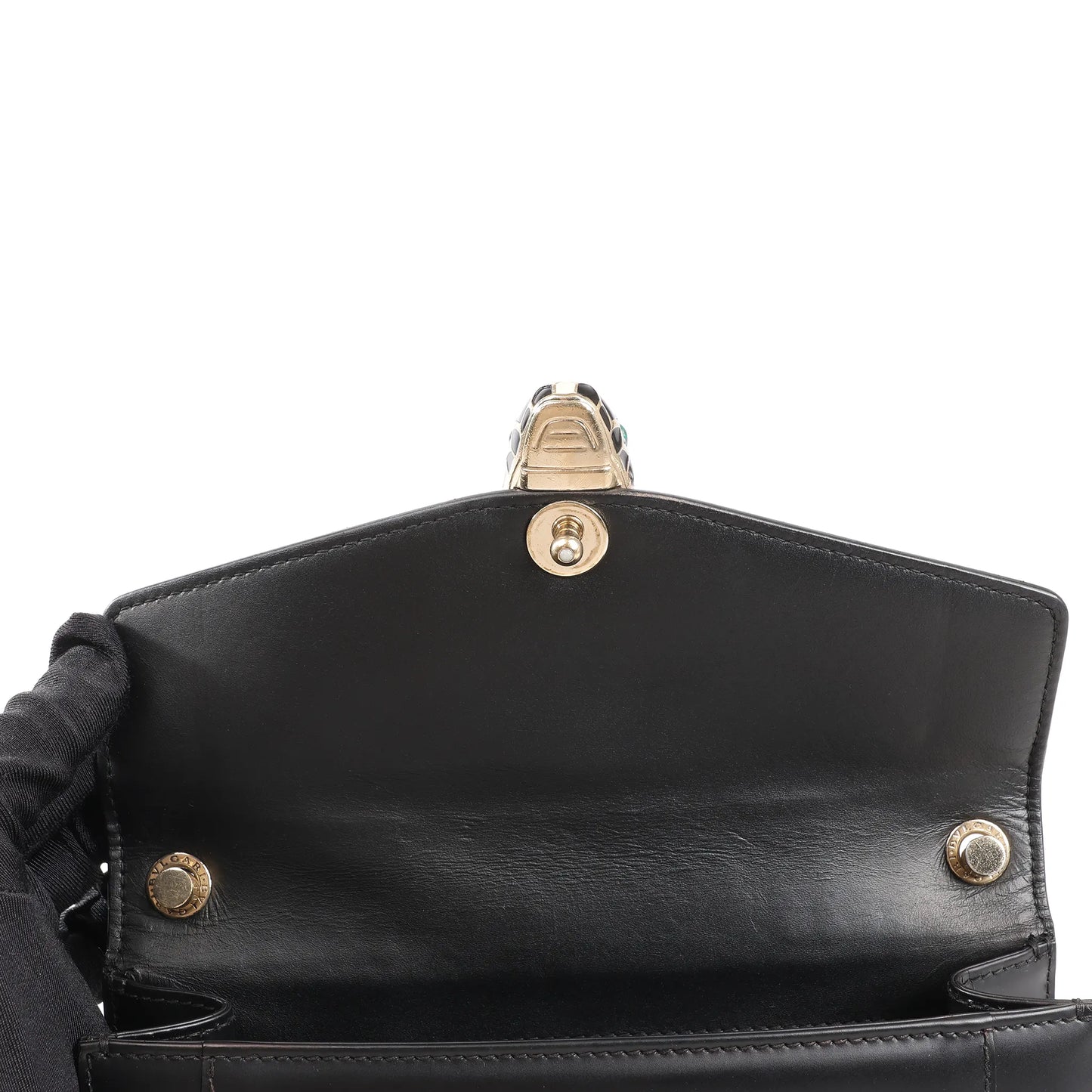 BVLGARI Serpenti Forever Leather Chain Shoulder Bag in Black