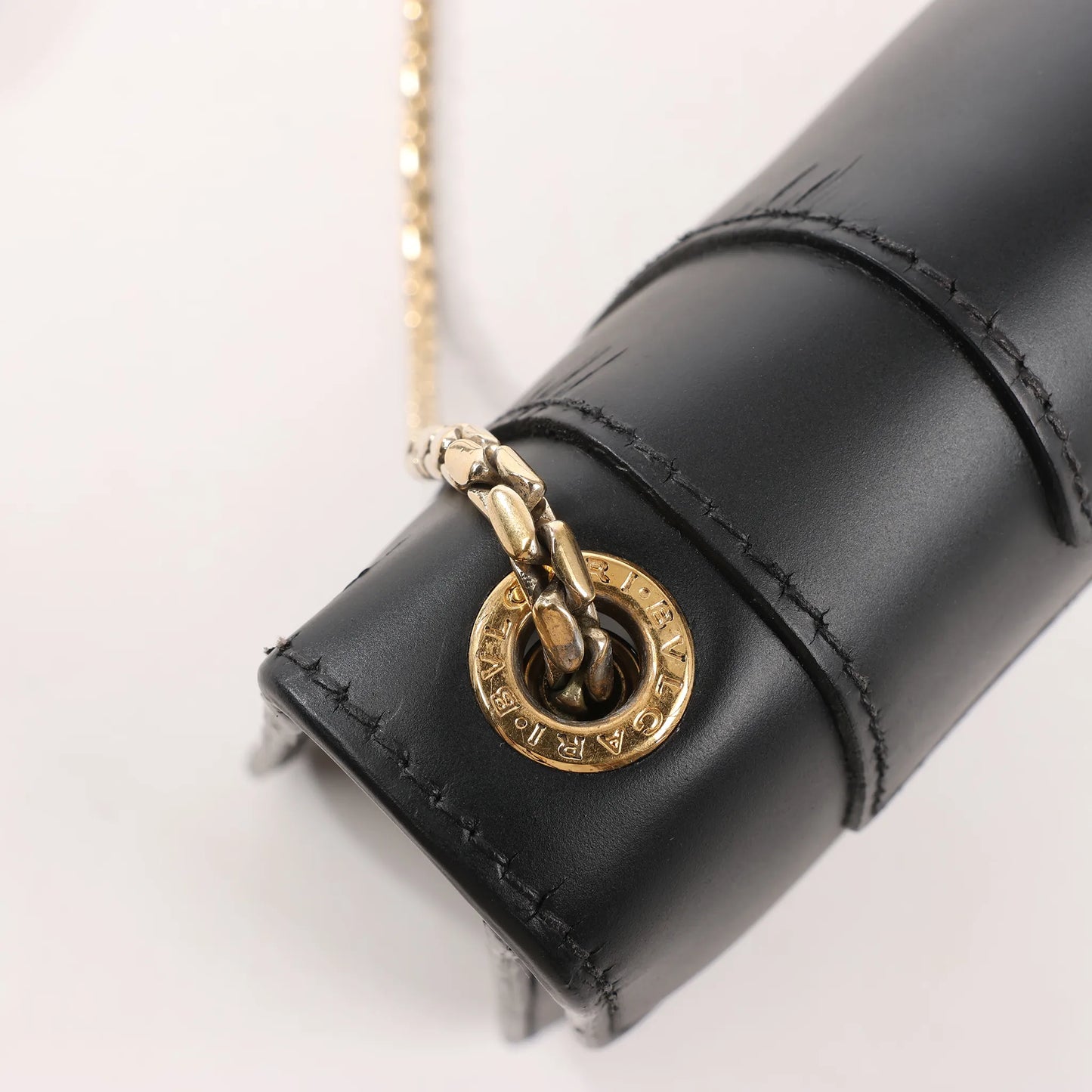 BVLGARI Serpenti Forever Leather Chain Shoulder Bag in Black