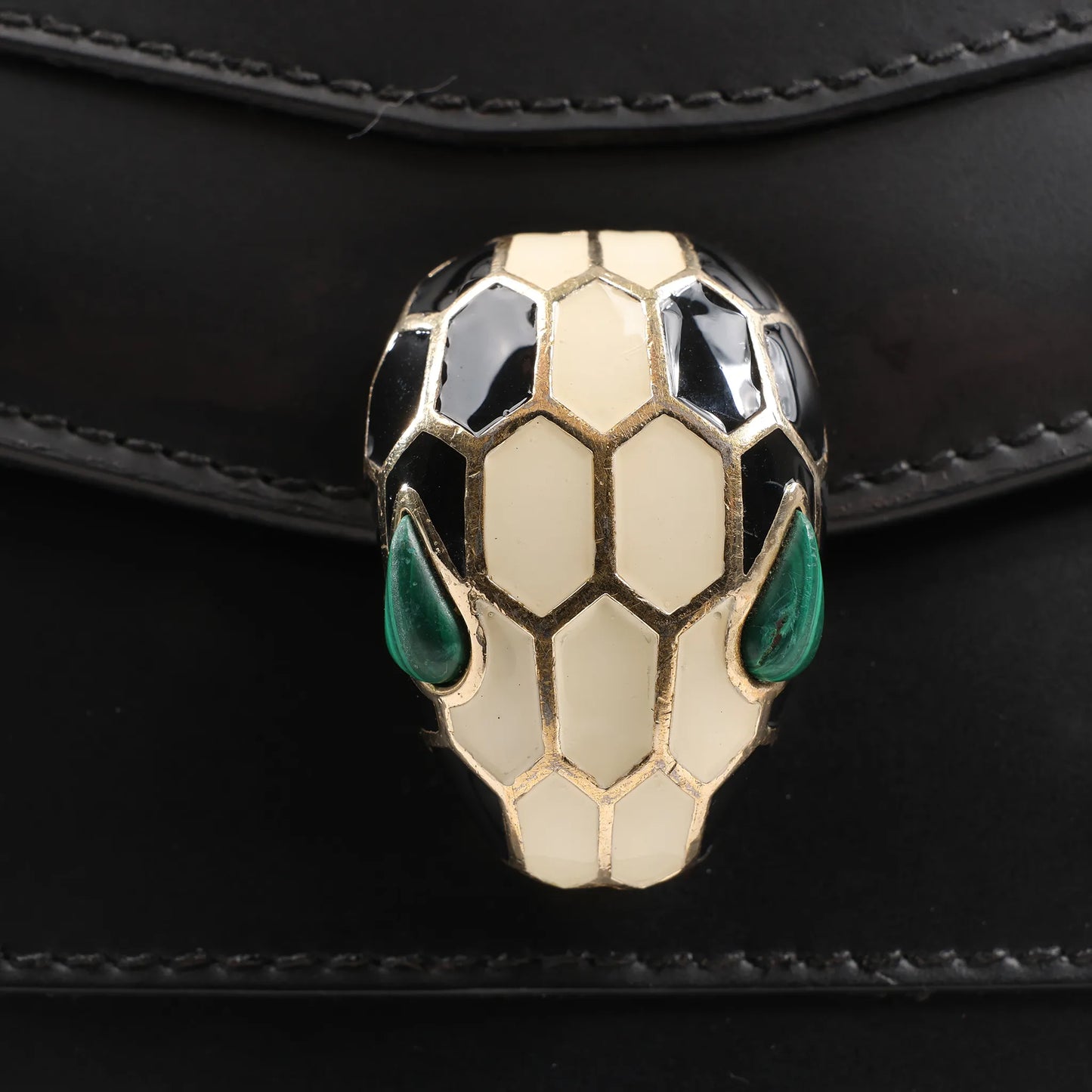 BVLGARI Serpenti Forever Leather Chain Shoulder Bag in Black