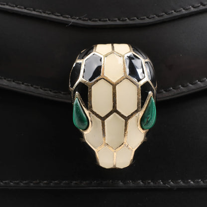 BVLGARI Serpenti Forever Leather Chain Shoulder Bag in Black