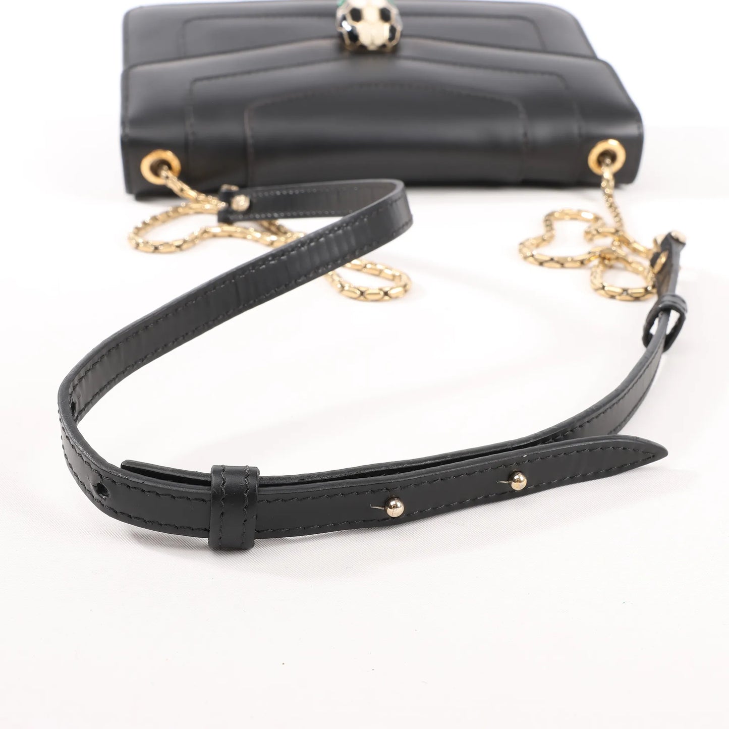 BVLGARI Serpenti Forever Leather Chain Shoulder Bag in Black
