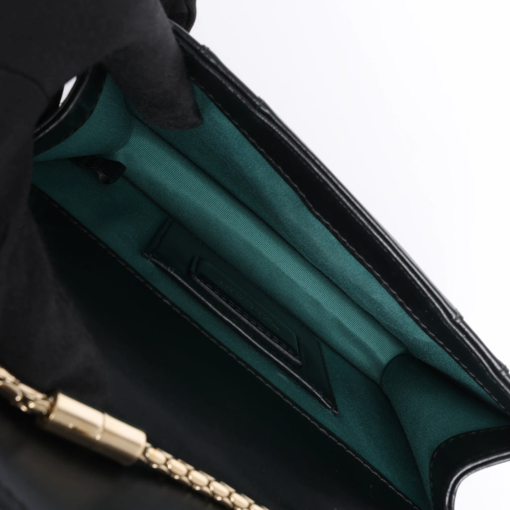 Bvlgari Serpenti Forever Leather Chain Shoulder Bag in Black