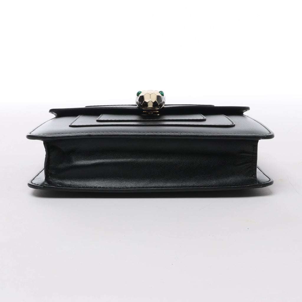 Bvlgari Serpenti Forever Leather Chain Shoulder Bag in Black
