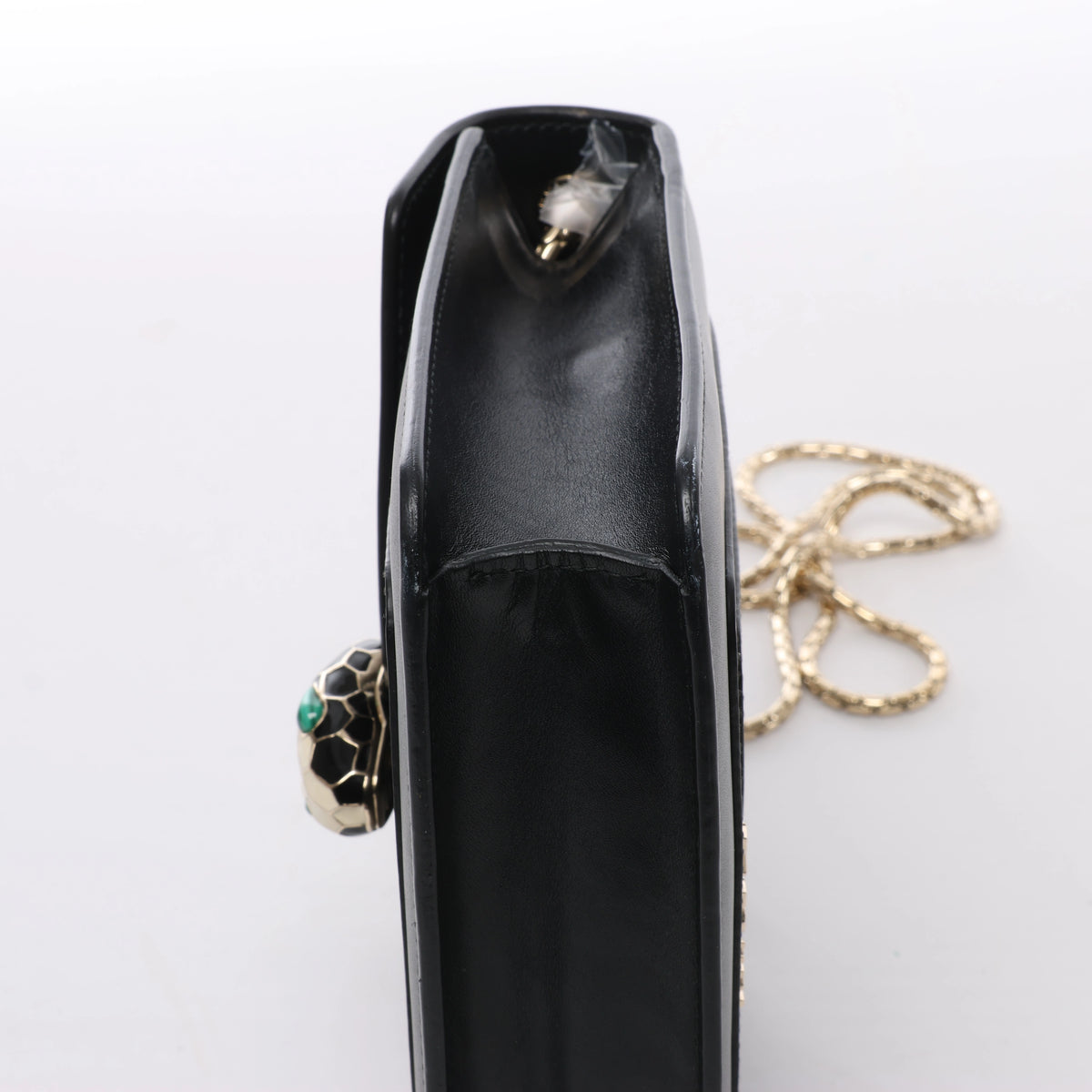 Bvlgari Serpenti Forever Leather Chain Shoulder Bag in Black