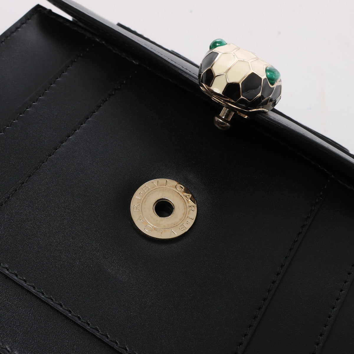 Bvlgari Serpenti Forever Leather Chain Shoulder Bag in Black