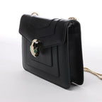 Bvlgari Serpenti Forever Leather Chain Shoulder Bag in Black