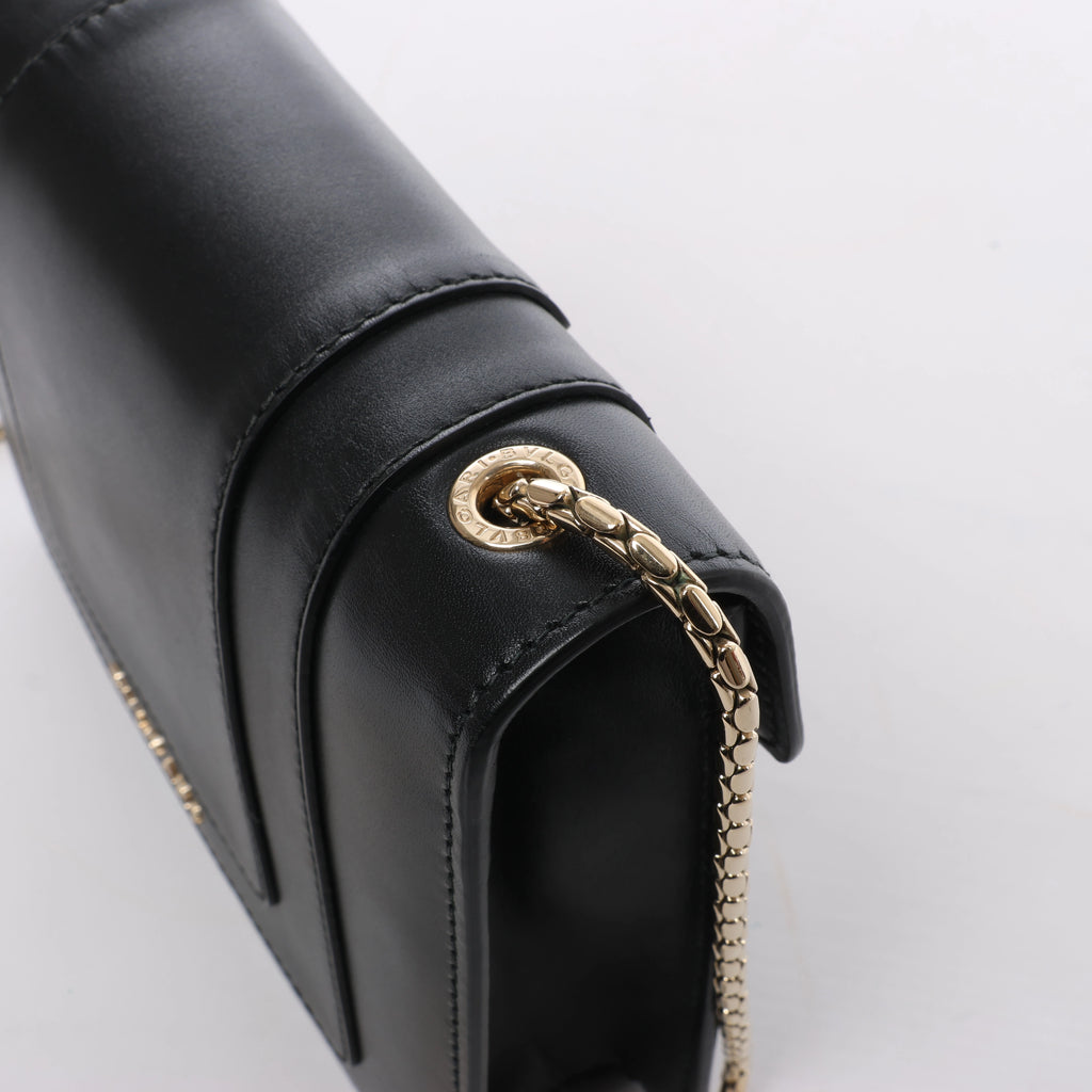 Bvlgari Serpenti Forever Leather Chain Shoulder Bag in Black