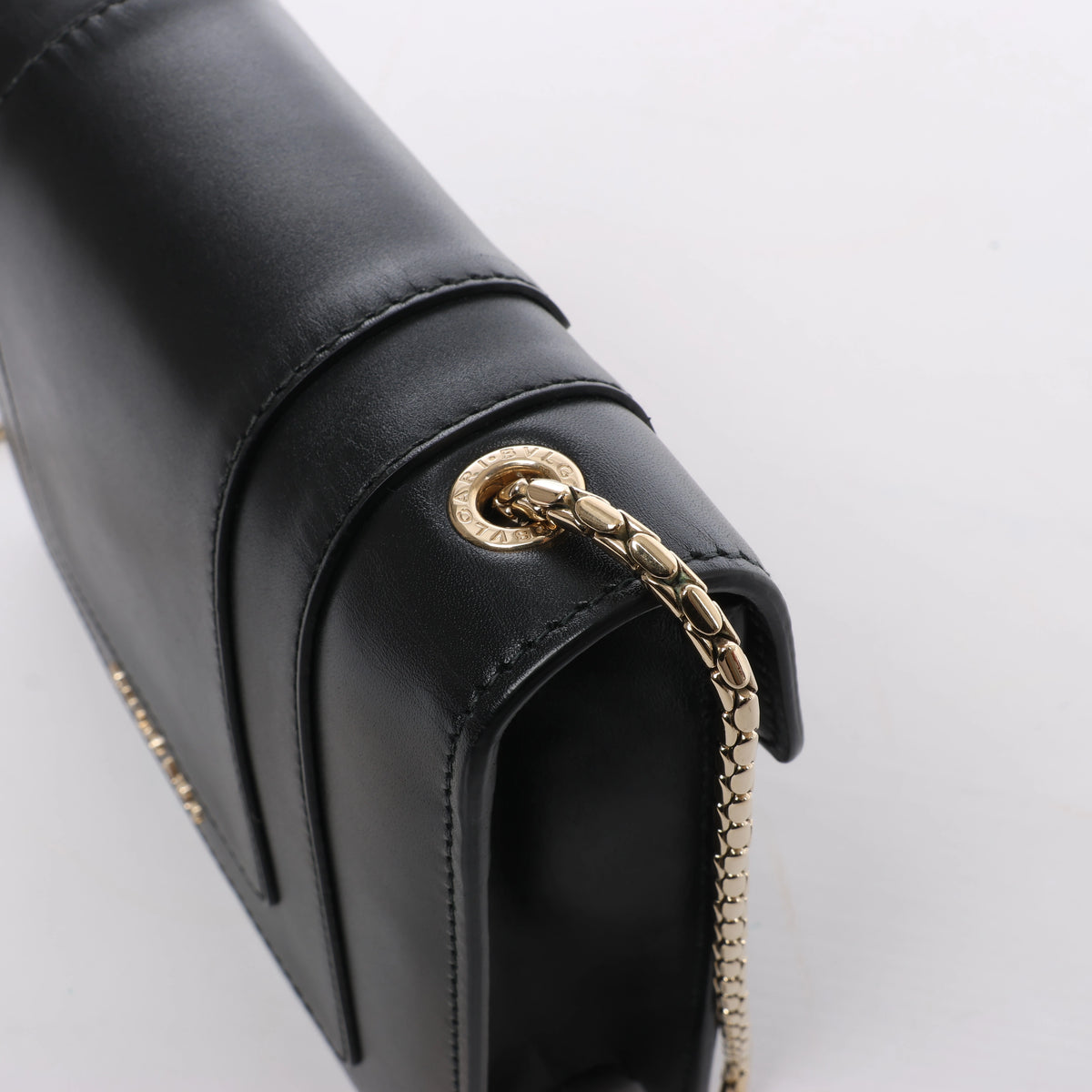 Bvlgari Serpenti Forever Leather Chain Shoulder Bag in Black