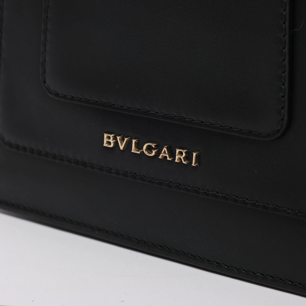 Bvlgari Serpenti Forever Leather Chain Shoulder Bag in Black