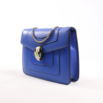 BVLGARI Serpenti Forever Leather Chain Shoulder Bag in Blue
