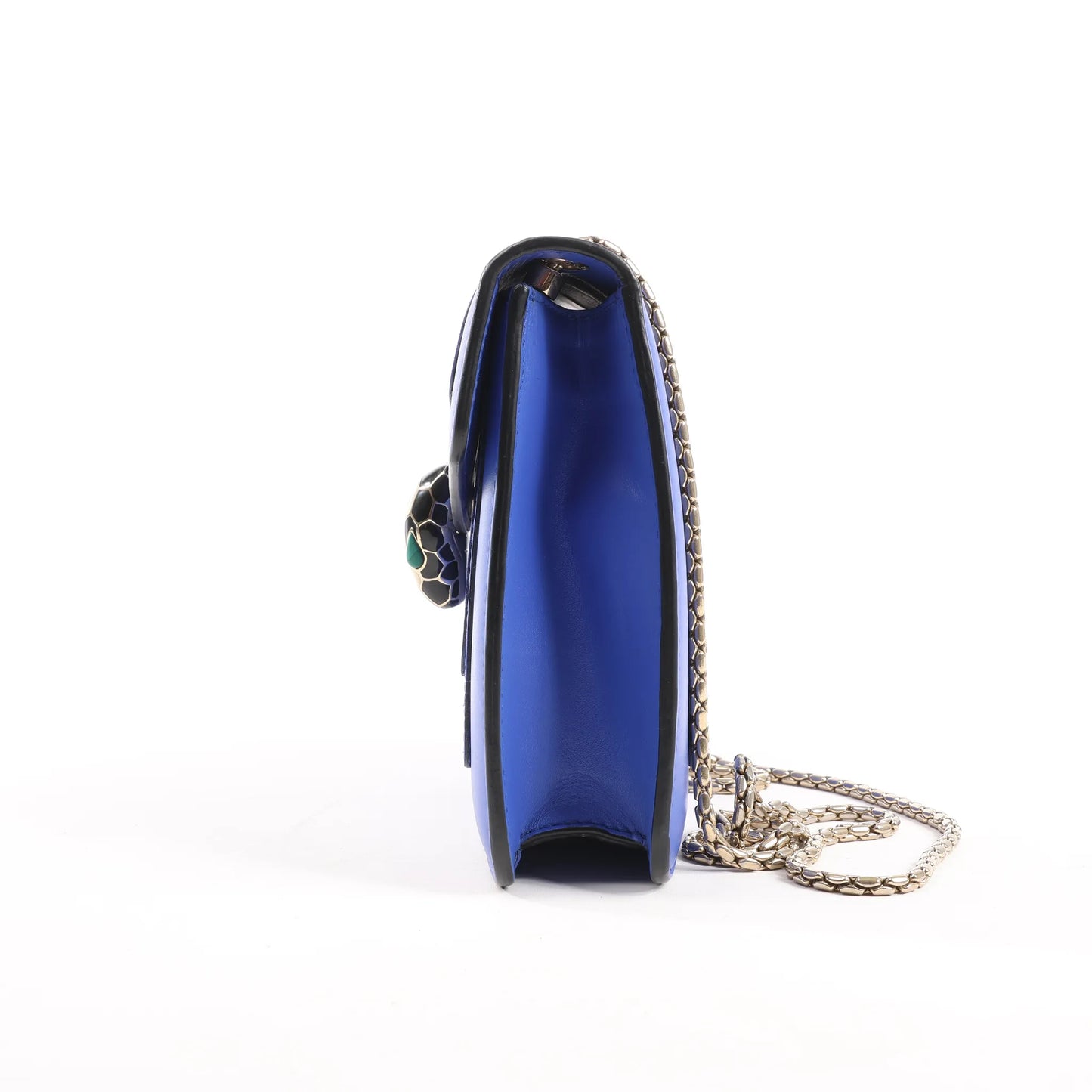 BVLGARI Serpenti Forever Leather Chain Shoulder Bag in Blue