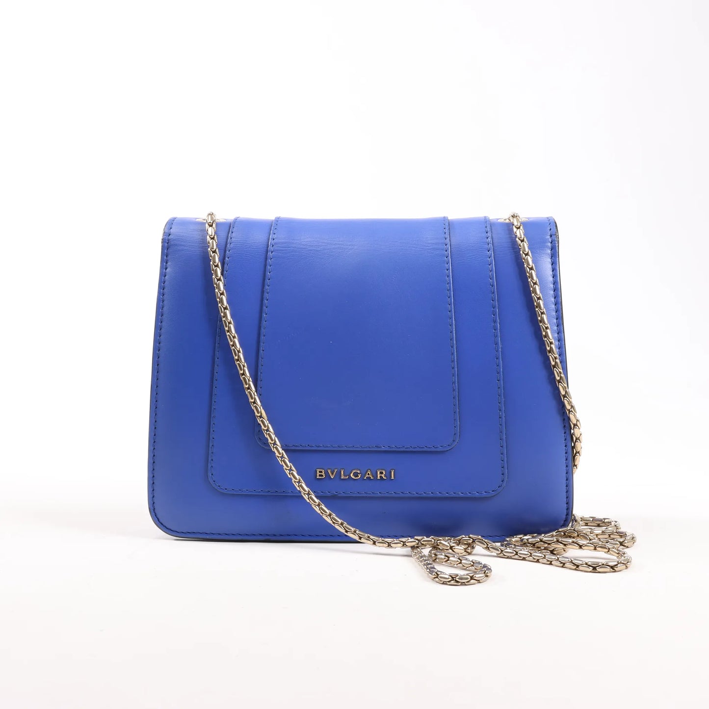 BVLGARI Serpenti Forever Leather Chain Shoulder Bag in Blue