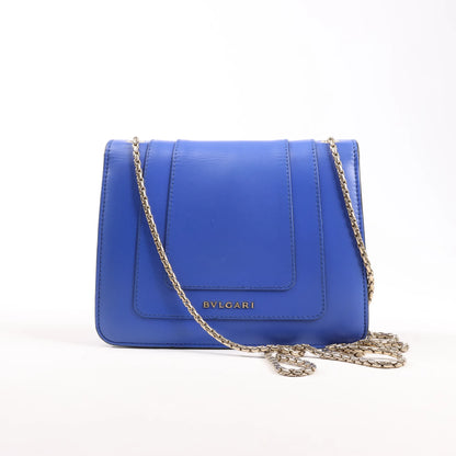 BVLGARI Serpenti Forever Leather Chain Shoulder Bag in Blue