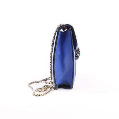 BVLGARI Serpenti Forever Leather Chain Shoulder Bag in Blue