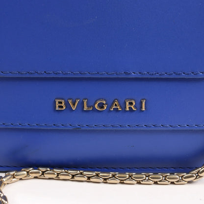 BVLGARI Serpenti Forever Leather Chain Shoulder Bag in Blue