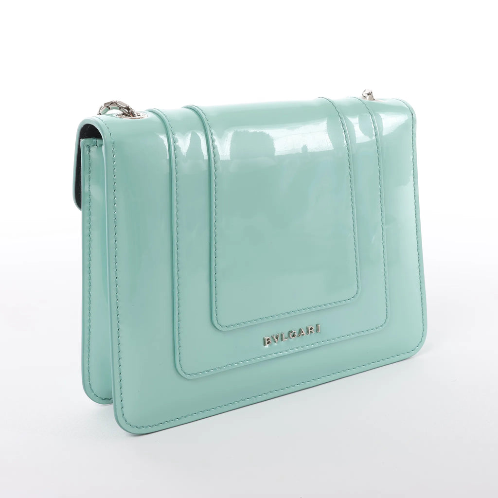 BVLGARI Serpenti Forever Patent Leather Chain Crossbody Bag in Green