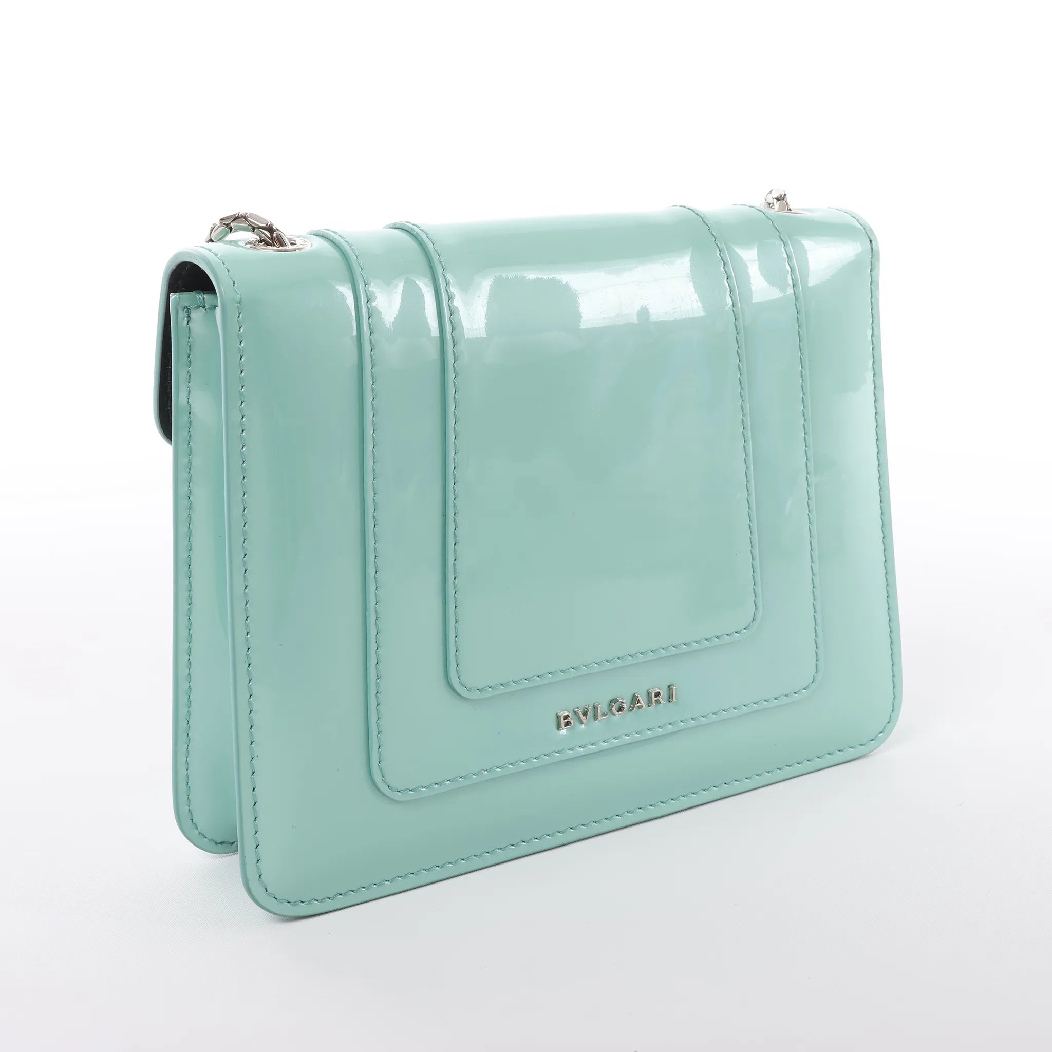 BVLGARI Serpenti Forever Patent Leather Chain Crossbody Bag in Green