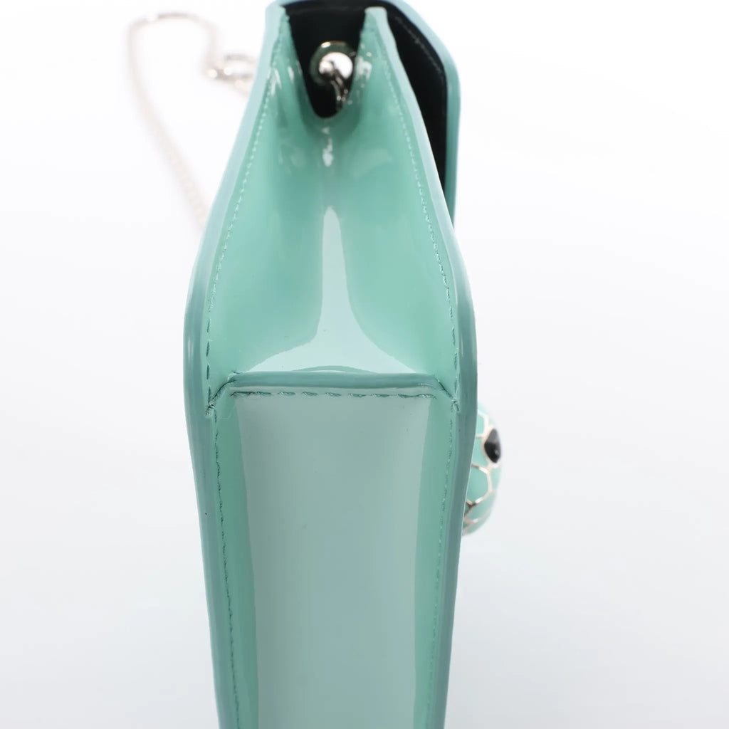 BVLGARI Serpenti Forever Patent Leather Chain Crossbody Bag in Green