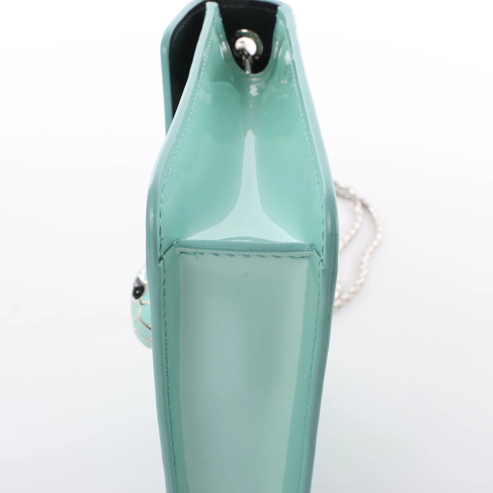 BVLGARI Serpenti Forever Patent Leather Chain Crossbody Bag in Green