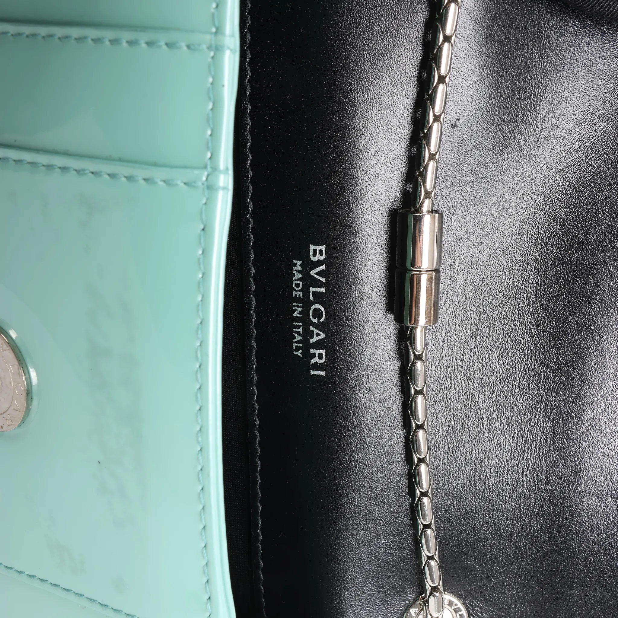 BVLGARI Serpenti Forever Patent Leather Chain Crossbody Bag in Green