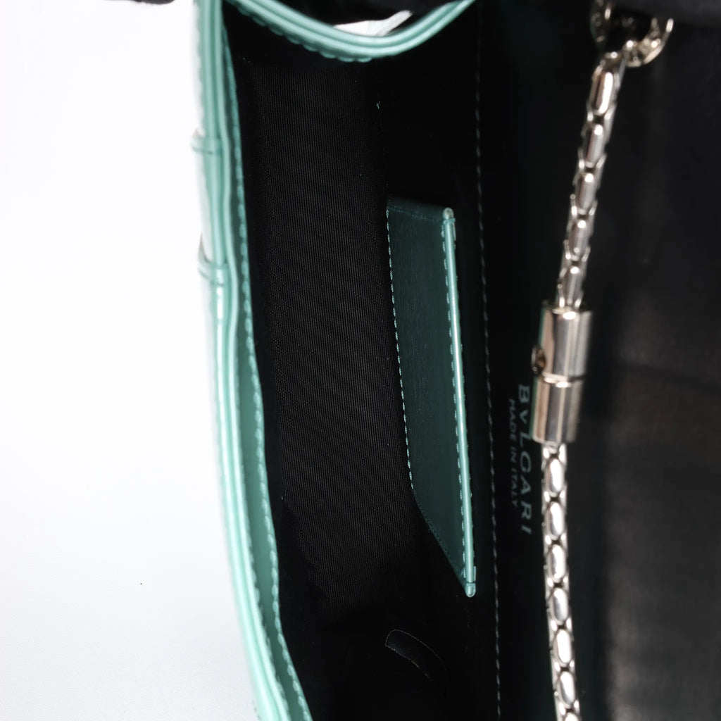 BVLGARI Serpenti Forever Patent Leather Chain Crossbody Bag in Green