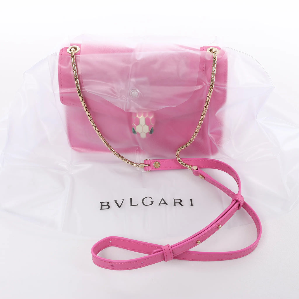 BVLGARI Serpenti Forever Leather Crossbody Bag in Pink
