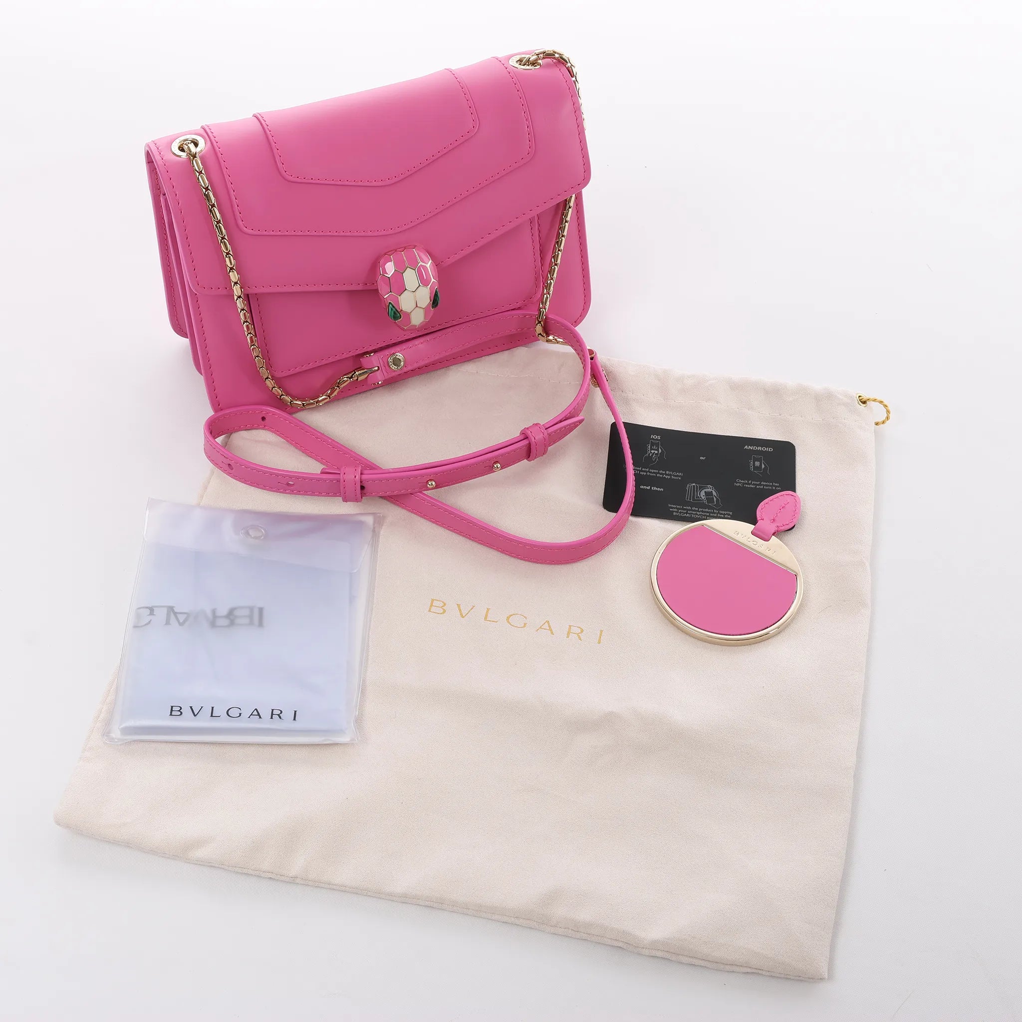 BVLGARI Serpenti Forever Leather Crossbody Bag in Pink