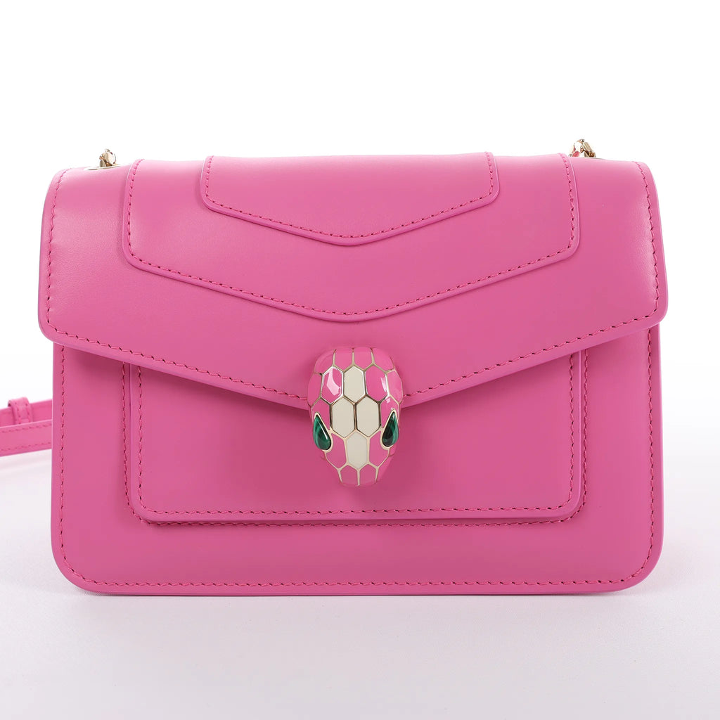 BVLGARI Serpenti Forever Leather Crossbody Bag in Pink