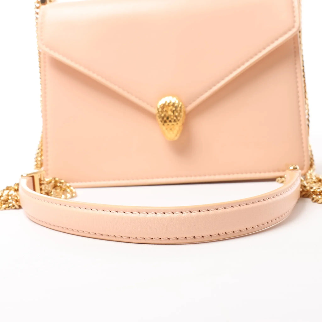 BVLGARI Serpenti Forever Leather Chain Crossbody Bag in Powder Beige