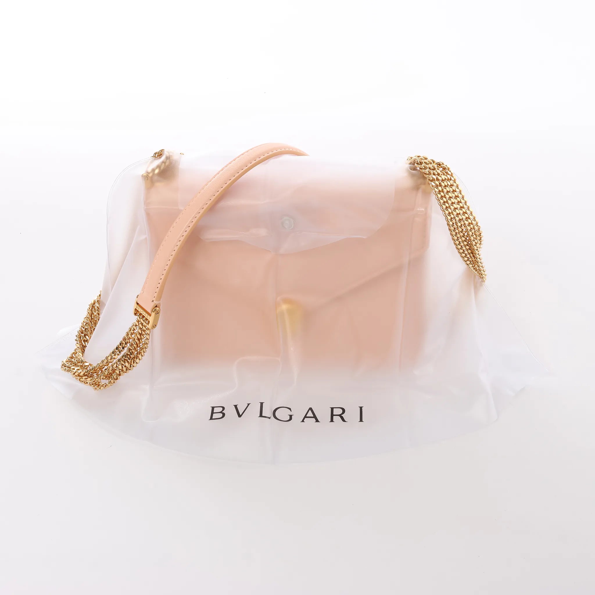 BVLGARI Serpenti Forever Leather Chain Crossbody Bag in Powder Beige