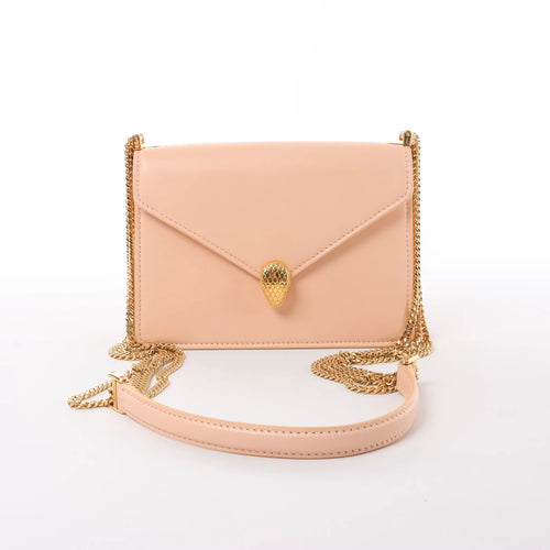 Bolso cruzado con cadena BVLGARI Serpenti Forever de piel en beige empolvado