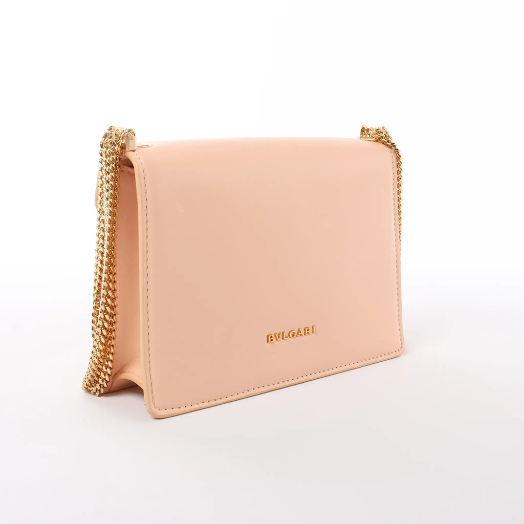 BVLGARI Serpenti Forever Leather Chain Crossbody Bag in Powder Beige