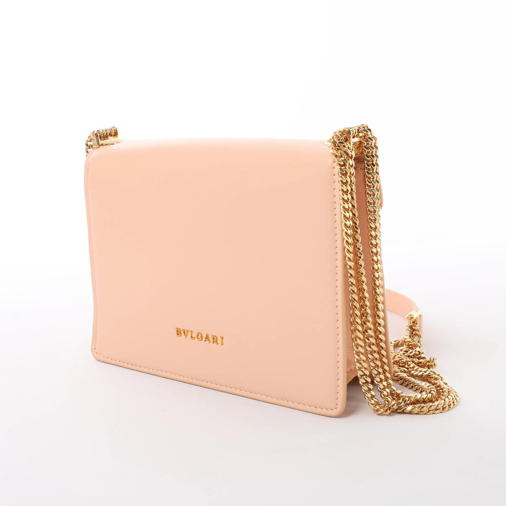 BVLGARI Serpenti Forever Leather Chain Crossbody Bag in Powder Beige