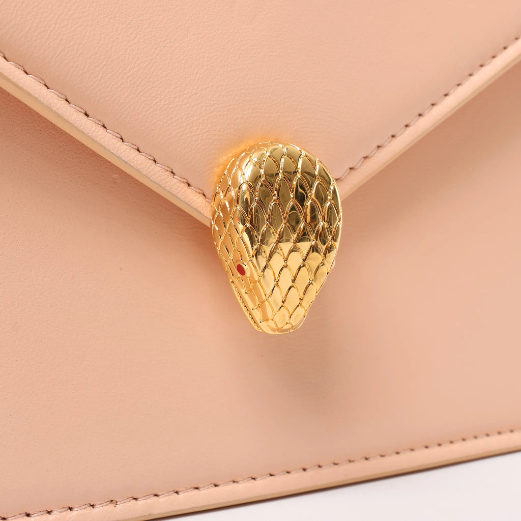 BVLGARI Serpenti Forever Leather Chain Crossbody Bag in Powder Beige