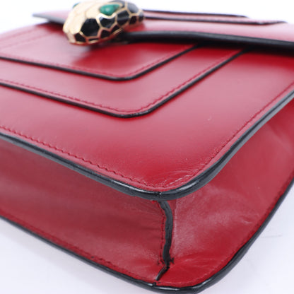 BVLGARI Serpenti Forever Leather Chain Shoulder Bag in Red