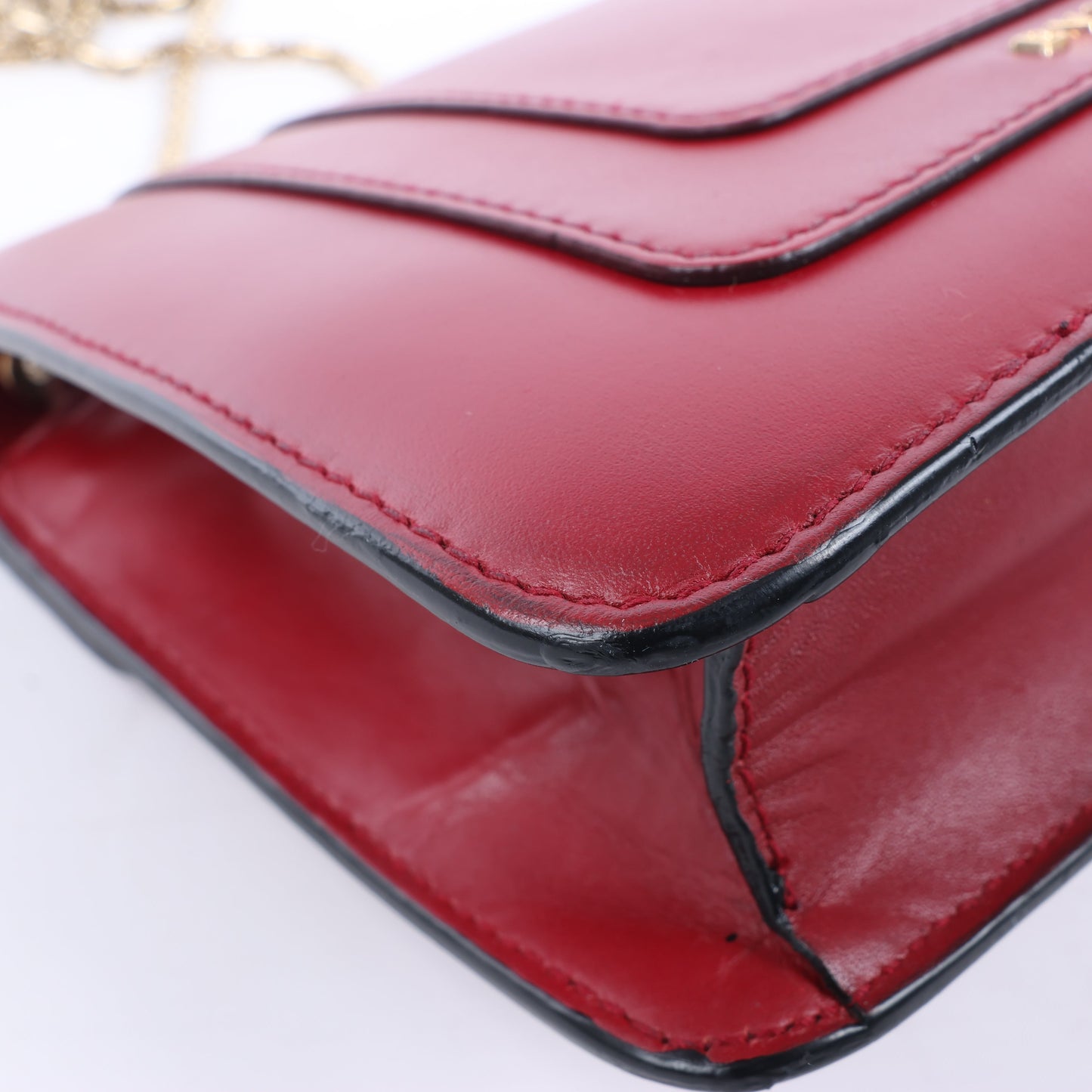 BVLGARI Serpenti Forever Leather Chain Shoulder Bag in Red
