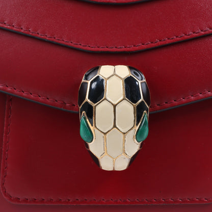 BVLGARI Serpenti Forever Leather Chain Shoulder Bag in Red