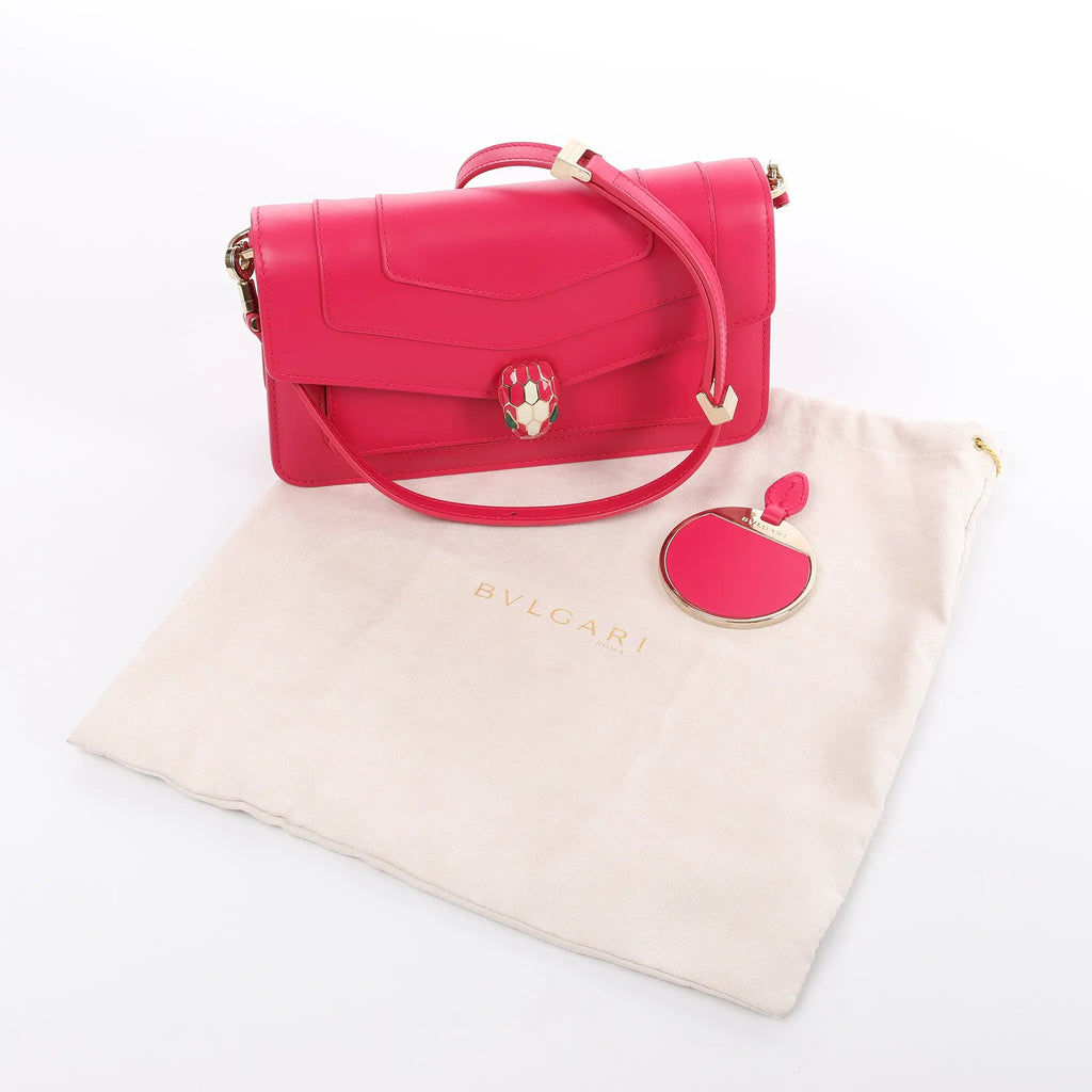 BVLGARI Serpenti Forever Leather Crossbody Bag in Pink