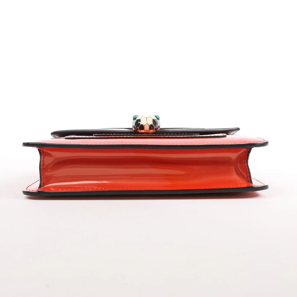 BVLGARI Serpenti Forever Patent Leather Chain Shoulder Bag in Orange