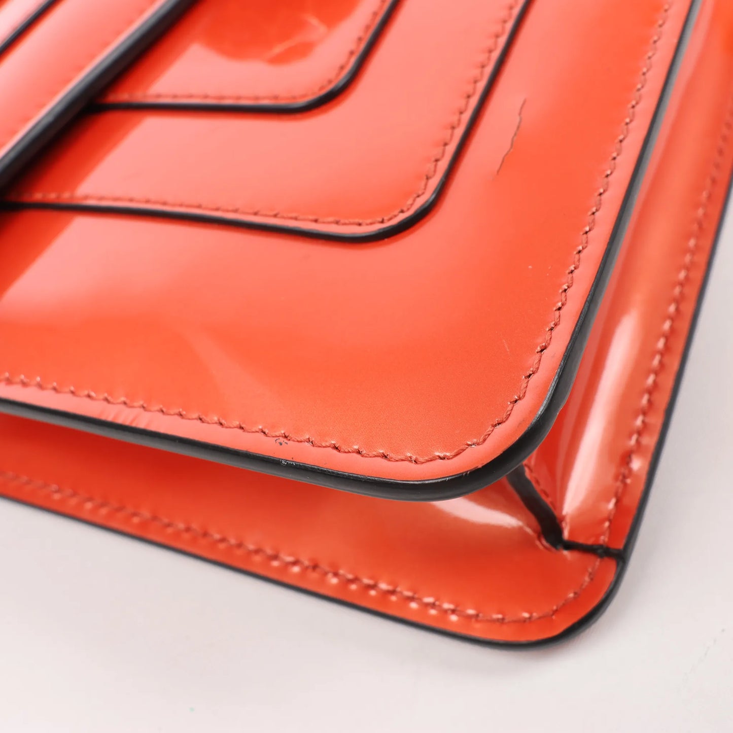 BVLGARI Serpenti Forever Patent Leather Chain Shoulder Bag in Orange