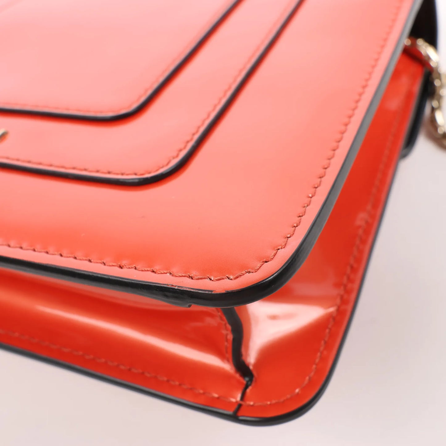 BVLGARI Serpenti Forever Patent Leather Chain Shoulder Bag in Orange