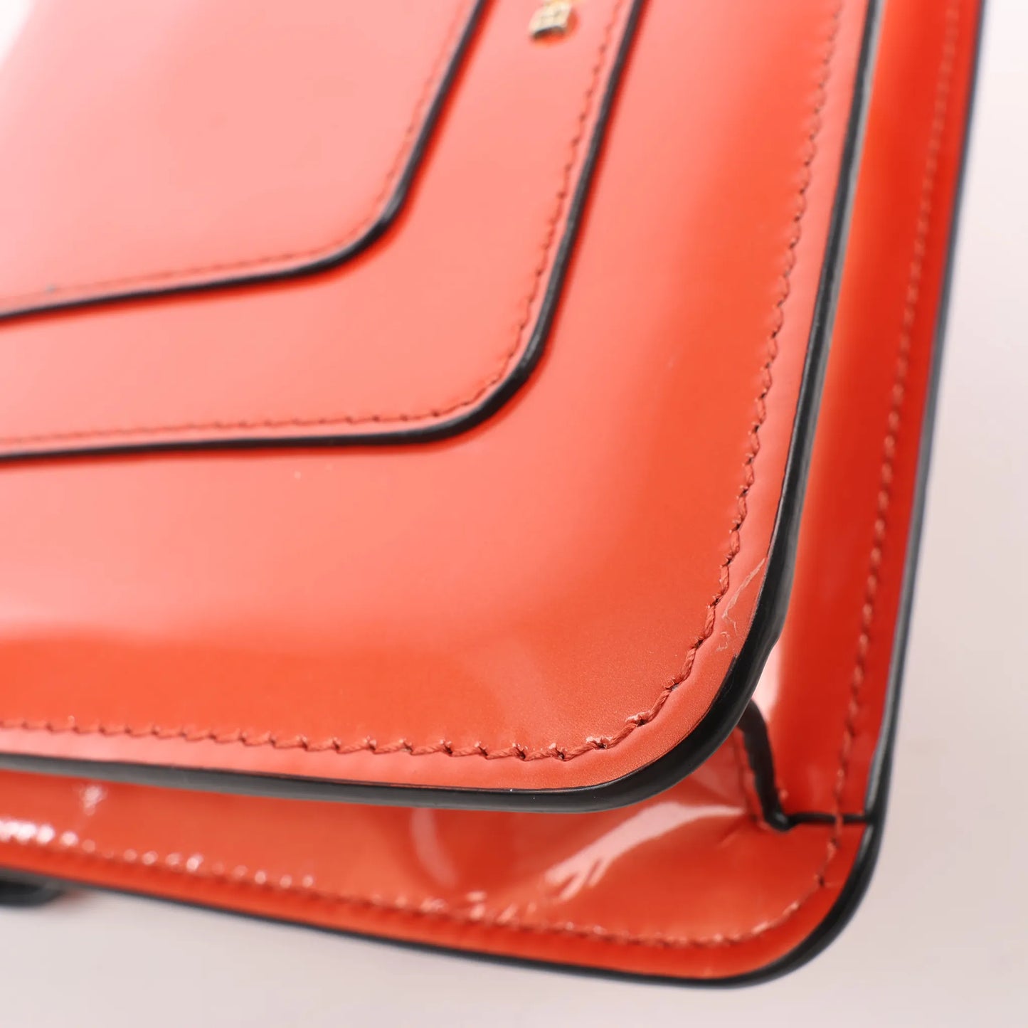 BVLGARI Serpenti Forever Patent Leather Chain Shoulder Bag in Orange