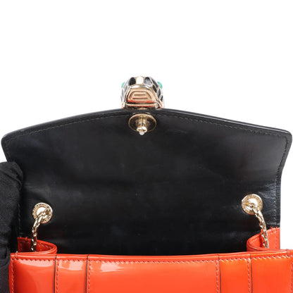 BVLGARI Serpenti Forever Patent Leather Chain Shoulder Bag in Orange