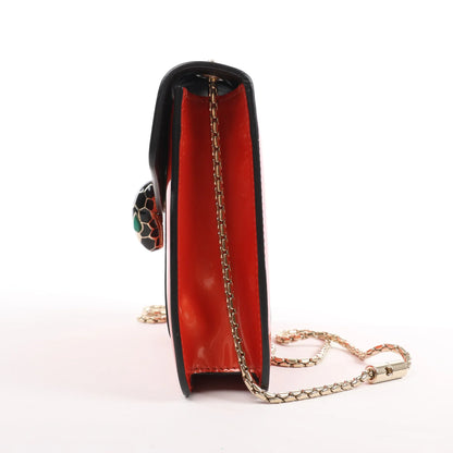 BVLGARI Serpenti Forever Patent Leather Chain Shoulder Bag in Orange