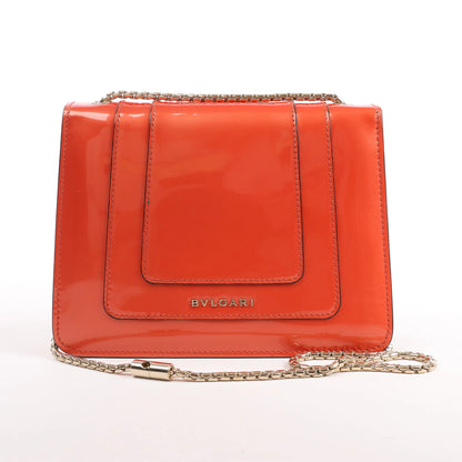 BVLGARI Serpenti Forever Patent Leather Chain Shoulder Bag in Orange