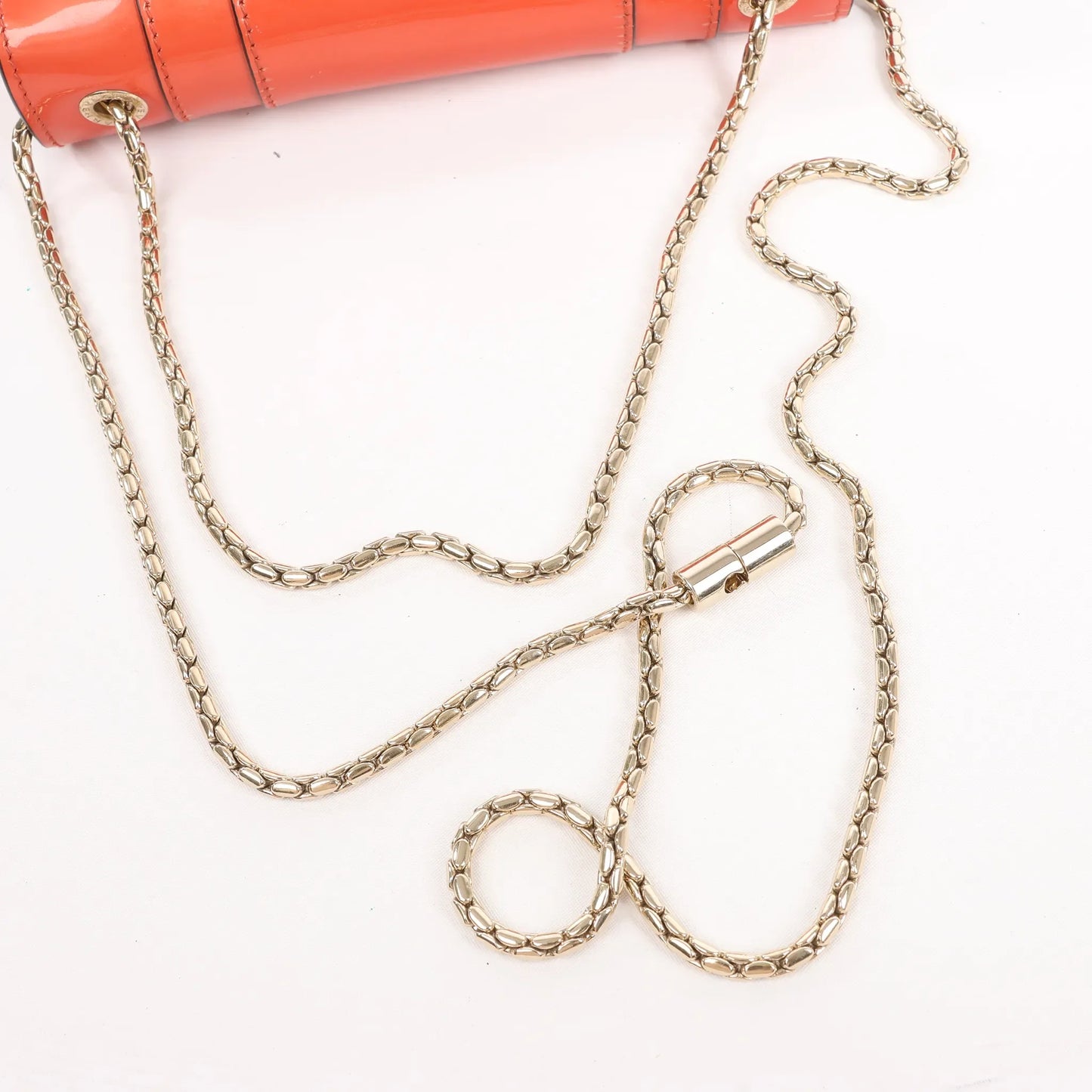 BVLGARI Serpenti Forever Patent Leather Chain Shoulder Bag in Orange