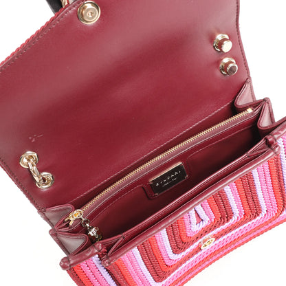 BVLGARI Serpenti Forever Polyester x Leather Chain Shoulder Bag in Pink