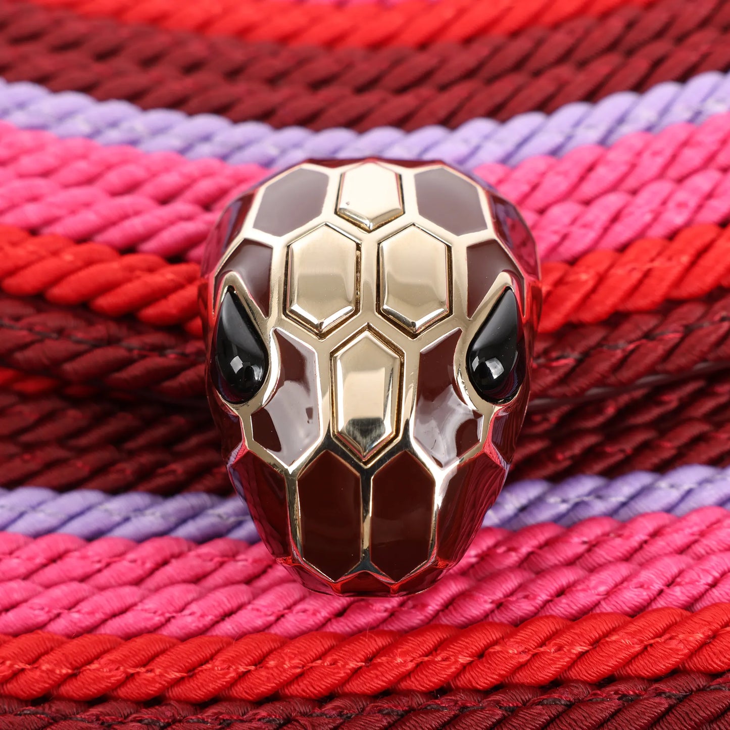 BVLGARI Serpenti Forever Polyester x Leather Chain Shoulder Bag in Pink