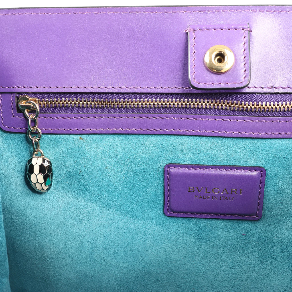 BVLGARI Serpenti Leather 2Way Handbag in Purple
