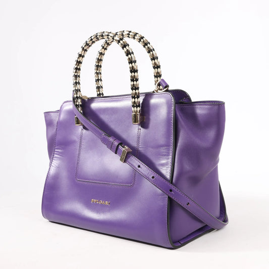 BVLGARI Serpenti Leather 2Way Handbag in Purple